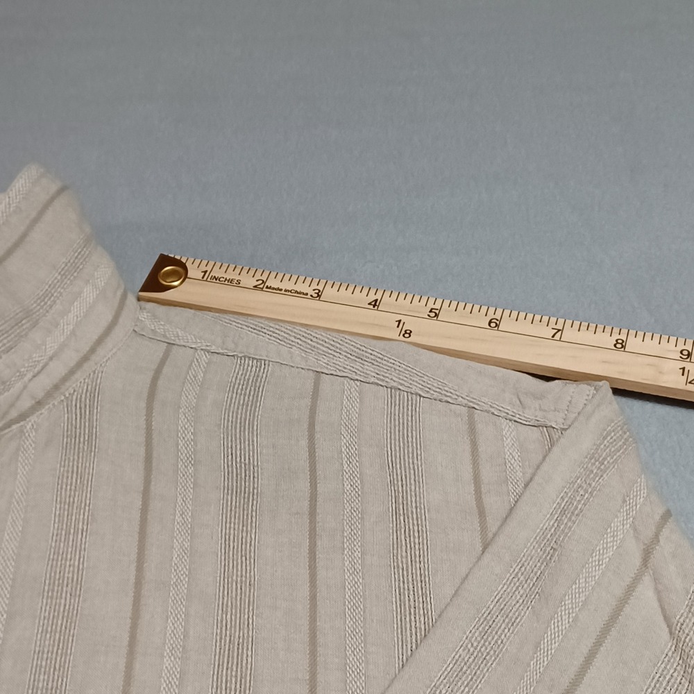 Tony Lambert Design Group Mens Medium Beige Textured Stripe Cotton SS Button Dwn - Picture 7 of 9